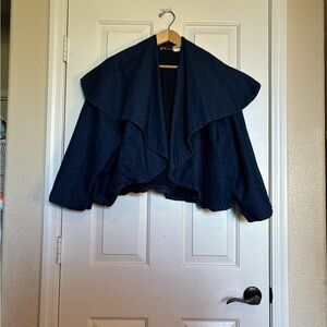 Elegant Navy Jean Cape Jacket